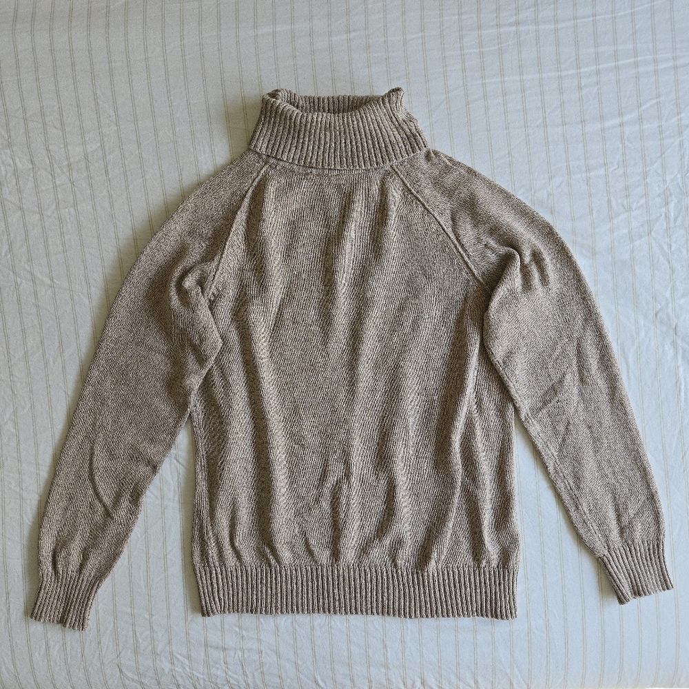 Karen Scott Tan Speckled Knit Turtleneck Sweater Women's M Neutral Casual Beige